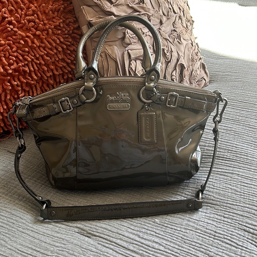 Coach gray patent purse